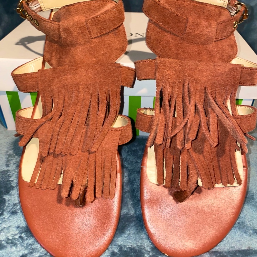 C.Wonder fringe suede gladiator sandals Sz 9.5